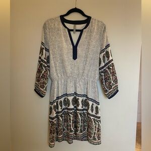 Entro Navy and White Long Sleeve Dress